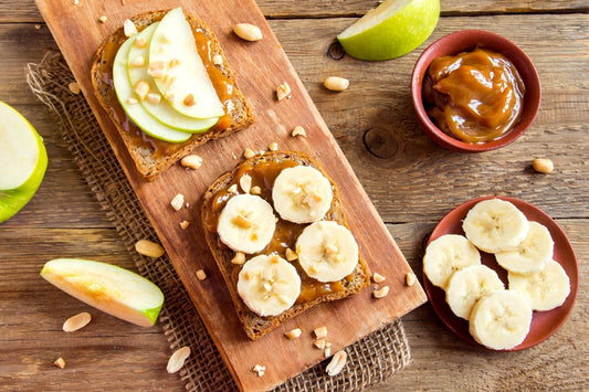 What can you eat nut butter with - nut butter toast with banana and apple slices