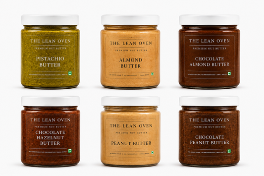 Are nut butters healthy - The Lean Oven nut butter range including peanut almond pistachio and hazelnut